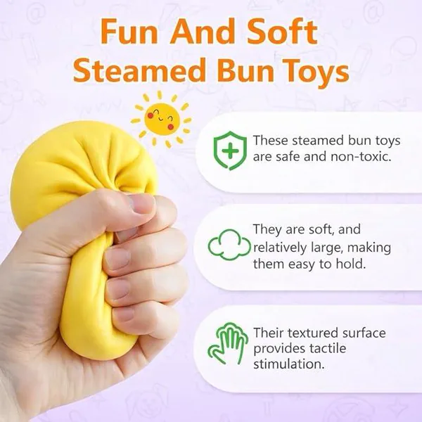 Dumpling Squishies Toy Dumpling Squish Cute Anxiety Relief Fidget Toy with Steamer Box, Soft Squeeze for Kids view 6