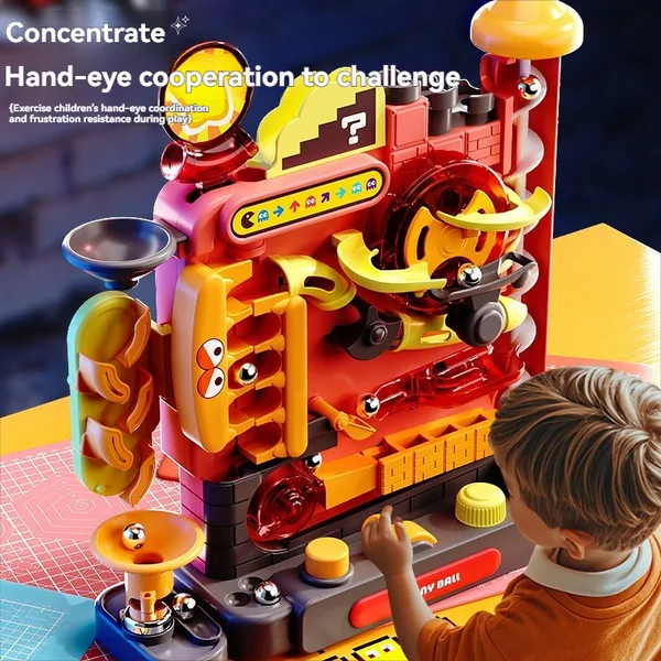 Children's Engineering Maze Breakthrough Adventure Puzzle Toys Thinking Training Marble Game Track Rotating Balls Toys view 6