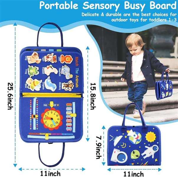 12 Pages Busy Book Sensory Toy Help with Early Education Learning and Developing Motor Skills Perfect Felt Busy Board