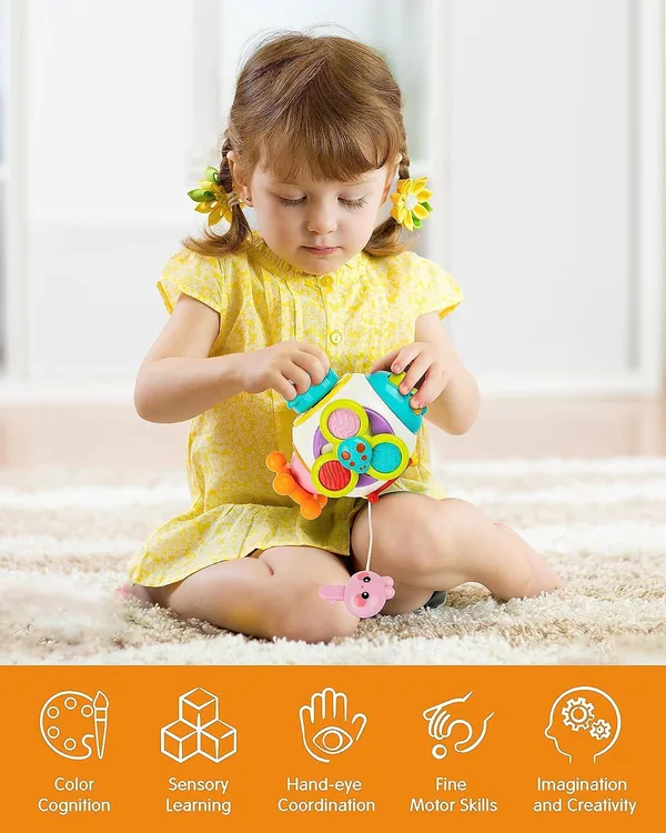 Busy Cube for Toddlers Sensory Board Cube Toy for Baby Montessori Toys Educational Activity Cube view 10