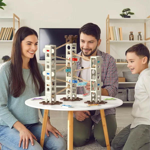 DIY 1:36 Scale Music Marble Run Set Construction Building Blocks Toys for Ages 5-7 Featuring Music Pillars and Maze Track Race view 5