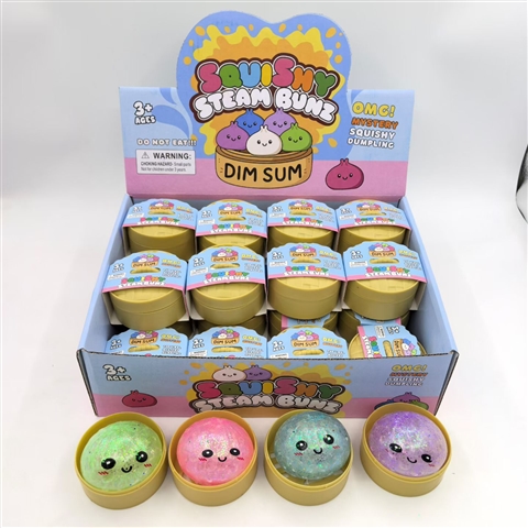 Glitter Water-Bead Baozi Squishy with Steamer Display