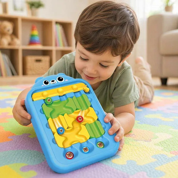 Cute Bear Maze Ball Puzzle Game 11 Pcs Magnetic Rolling Bead Logic Board Toy Educational Toy for Kids