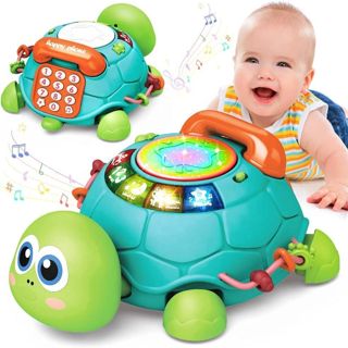 Baby Educational Toys Telephone Interactive Turtle Learning Toys Musical Turtle Crawling Baby Toys With Lights & Sounds