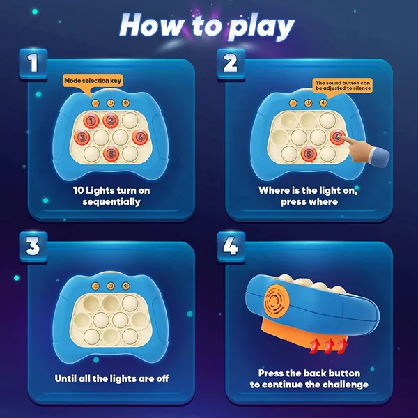 Quicks Push Game Electronic Pop Light up Game for Kids Push Puzzle Pop Sensory Fidgets Toy Puzzle Fidgets Game Toys