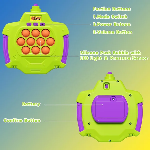 Pop Fidgets Kids Games Toys Handheld Sensory with Balloons Quicks Push Game Console Bubble Stress Pop Light-up Toy Game view 5
