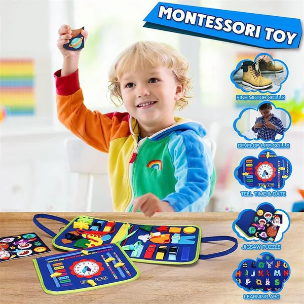 Factory Toddler Busy Board Sensory Board for Fine Motor Skill Montessori Toys Dinosaur Felts Busy Board Toys Gifts for Kids view 4