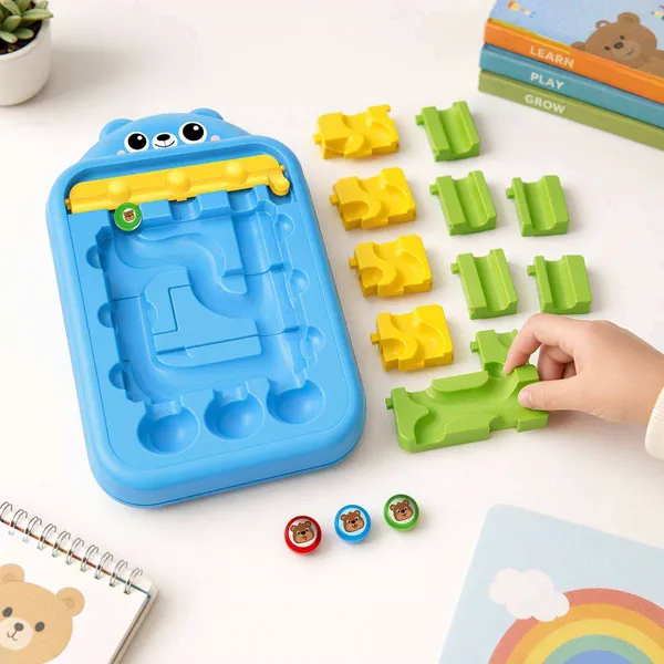Cute Bear Maze Ball Puzzle Game 11 Pcs Magnetic Rolling Bead Logic Board Toy Educational Toy for Kids view 3