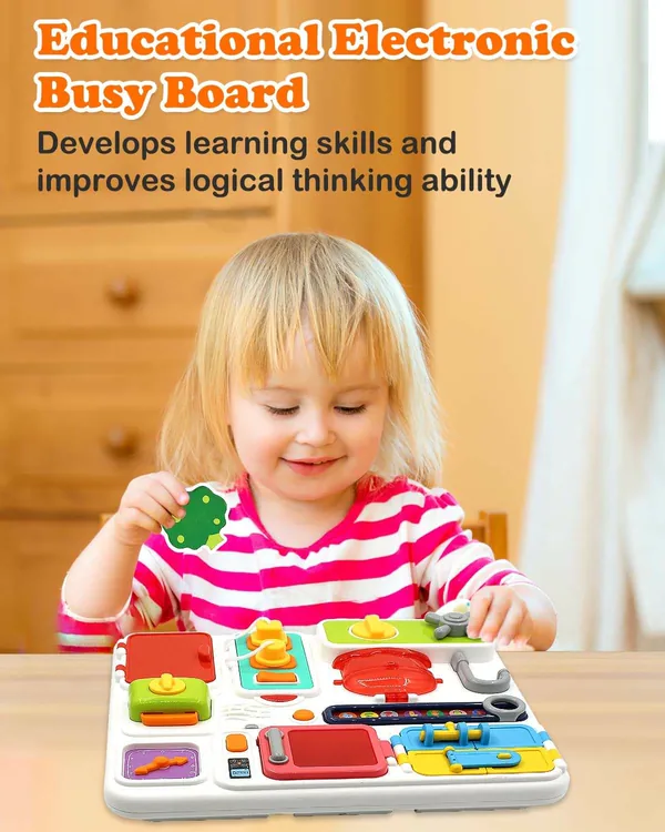 Kitchen Busy Board with Music and Lights Sensory Learning Toys for Baby Toddler Educational Activity Board Travel Toys view 6