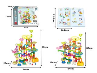 150Pcs Marble Run Toy Educational Marble Race Track Set Construction Maze Building Block Toy Set for Kids and Parent