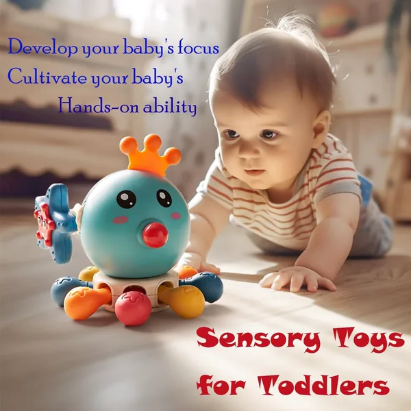 Montessori Toys for Babies Sensory Pull String Finger Squeeze Octopus Toy Sensory Learning Educational Toys for Kids view 2