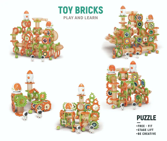 DIY STEM Educational Building Blocks Marble Run Maze Race Track Toys Space Building Blocks Set view 6