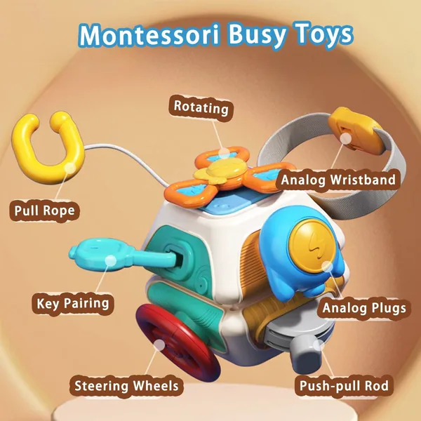 10 in 1 Busy Cube Baby Toddler Toys Montessori Sensory Busy Board Travel Toys for Toddlers Interactive Infants Baby Toys view 2
