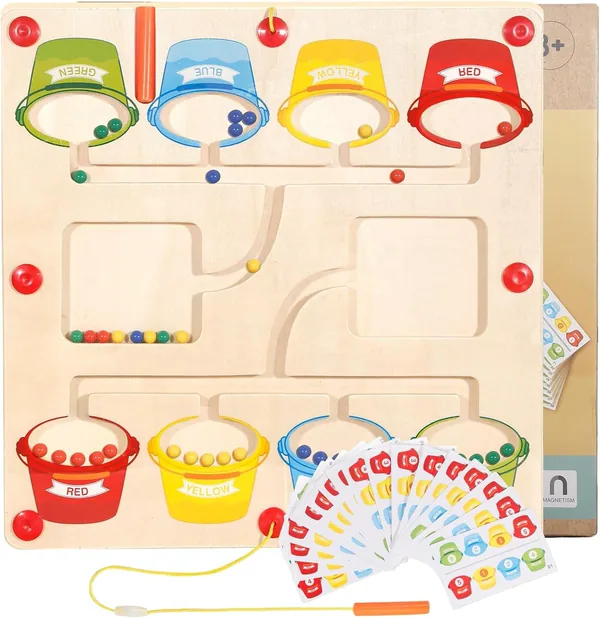 Magnetic Color and Number Maze Wooden Montessori Toys for Kids Counting and Color Sorting Magnetic Board Sensory Toys