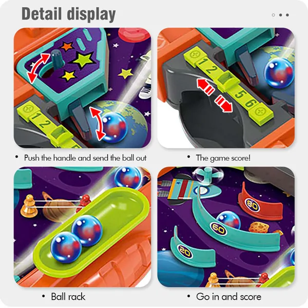 Kids Space Pinball Tabletop Game Toy Arcade Ball Shooter Play Set Educational Gift for Boys Girls view 5