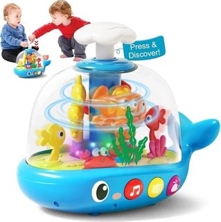 Whale Sensory Spinner Toy for Baby Light up Rotating Play with Music Safe ABS Early Learning Educational Toys
