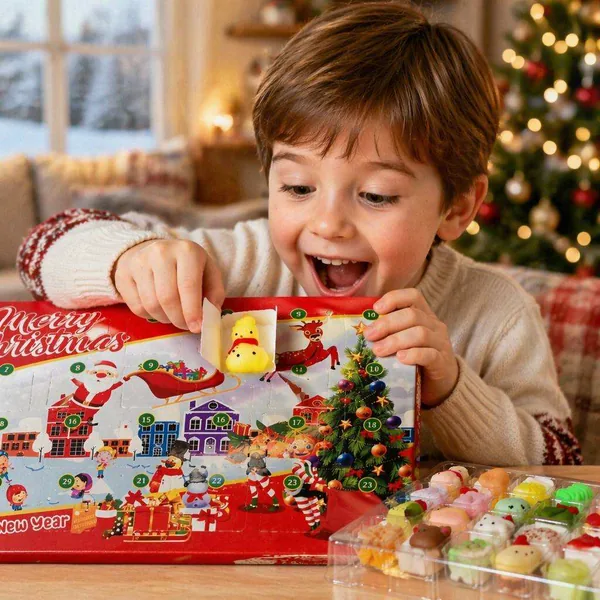 Christmas Advent Calendar 24 Days Countdown Squeeze Toy Mochi Squishy Stress Relief Surprise Blind Box Kids Holiday Gift