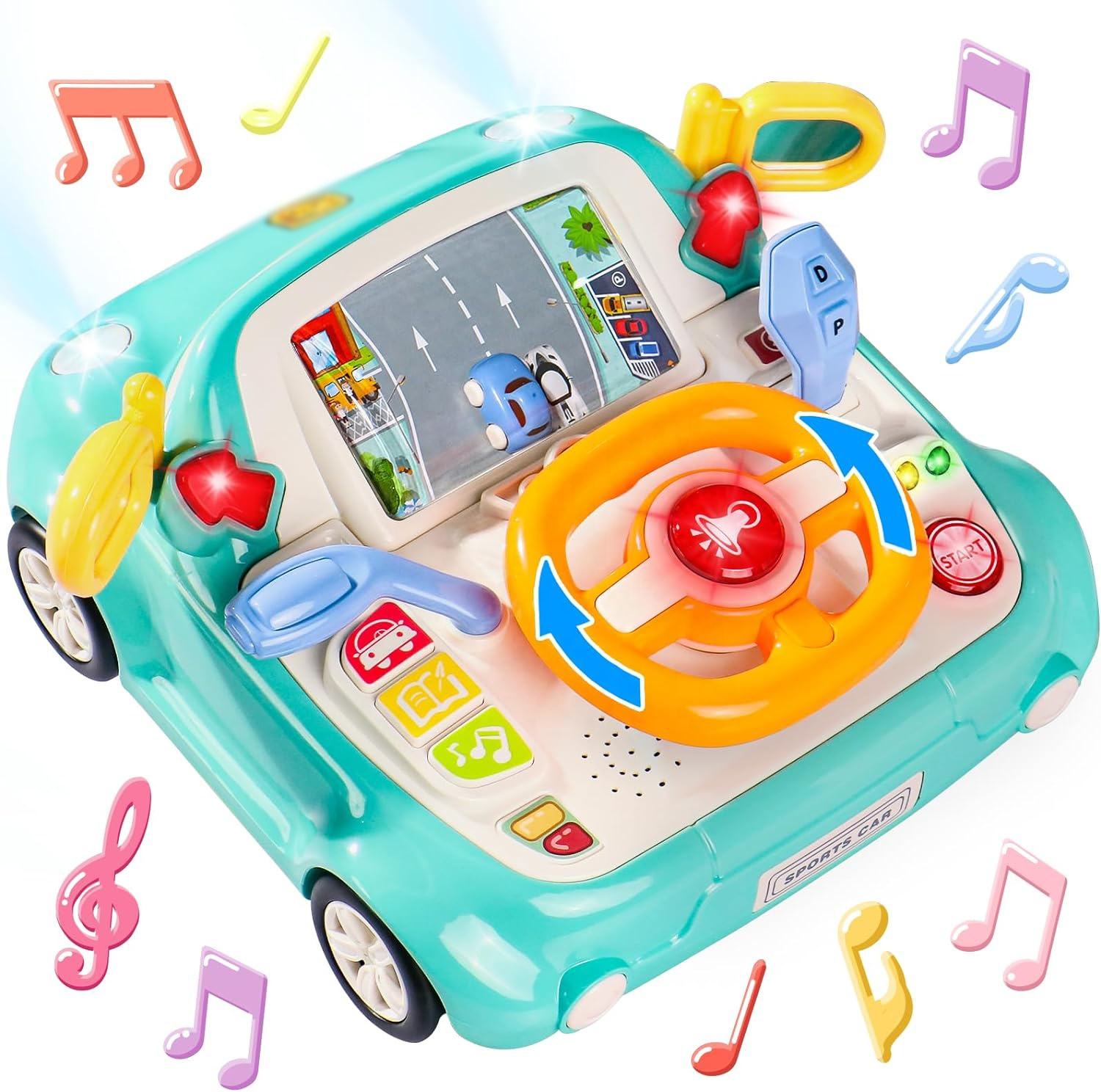 Musical Steering Wheel Toy for Toddlers Interactive Learning Simulation Toys Car Seat Sensory Toy view 6