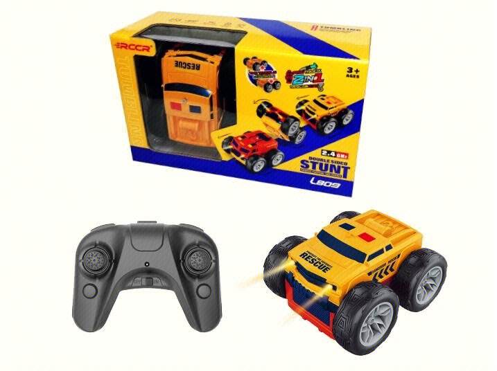 Remote Control Fire&rescue Car 2 in 1 Double Sided RC Stunt Car with 360 Flip Spinning Toy RC Drift Car view 2