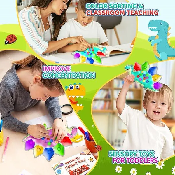 Dinosaur Color Sorting Sensory Toys Stocking Stuffers Montessori Toys Fine Motor Skill Game Learning Activities Calm Down Fidget view 6