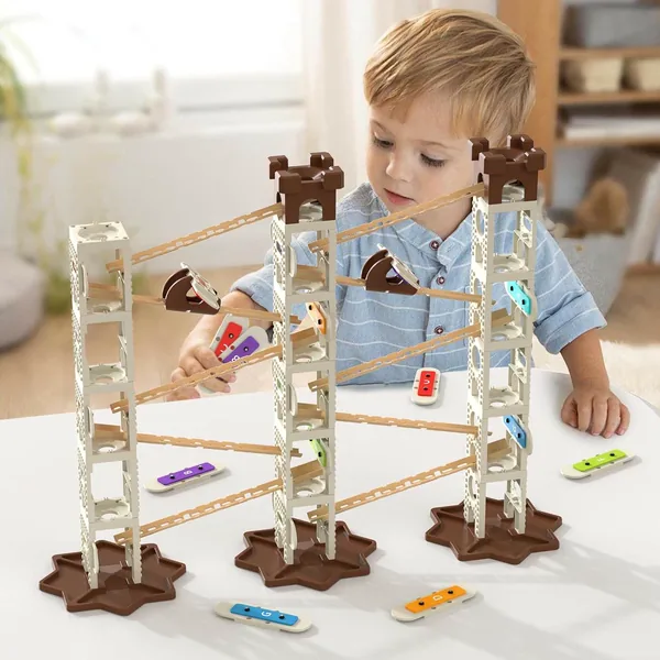 DIY 1:36 Scale Music Marble Run Set Construction Building Blocks Toys for Ages 5-7 Featuring Music Pillars and Maze Track Race view 3