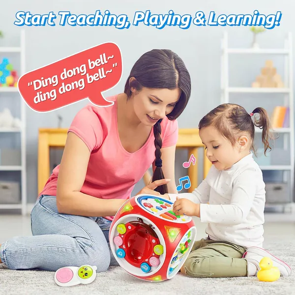 6 in 1 Busy Learning Shape Sorter Toy with Music Keyboard Sound Light-up Toys Early Educational Baby Sensory Toy view 4