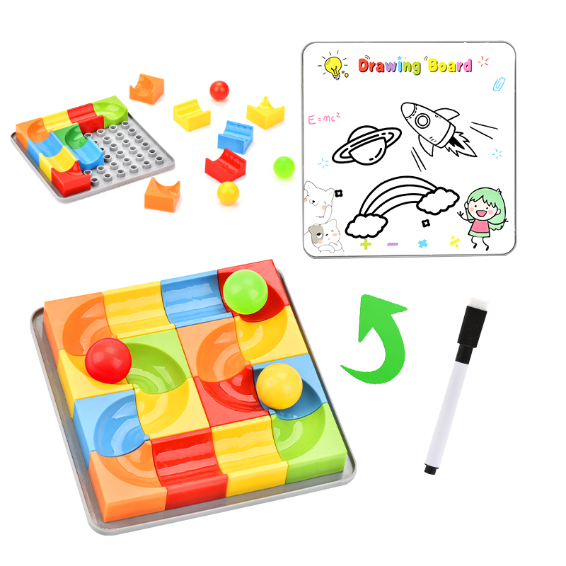 2-in-1 Marble Run & Writing Board Toy Set