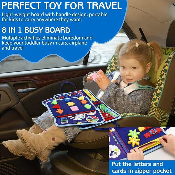 Factory 8 in 1 Toddler Busy Board Montessori Busy Board Sensory Toys Educational Activities Busy Board for Toddlers view 5