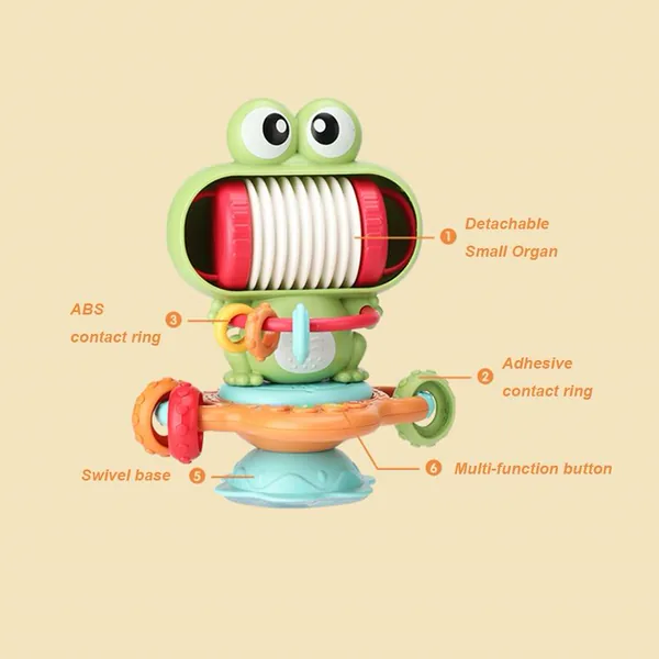 Infant Baby High Chair Toy Frog Interactive Baby Sensory Toys Montessori Educational Toys with Suction Cup and Music view 2
