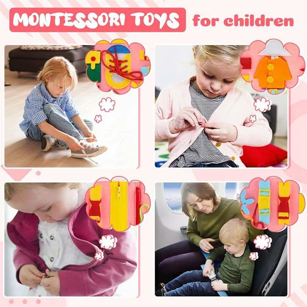 Montessori Busy Board Sensory Toys Basic Skill Toddler Busy Board Educational Activities Busy Board for Toddlers view 3